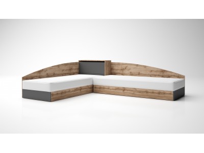 Ъглови легла Аполо 7 + матраци (дъб вотан/антрацит)